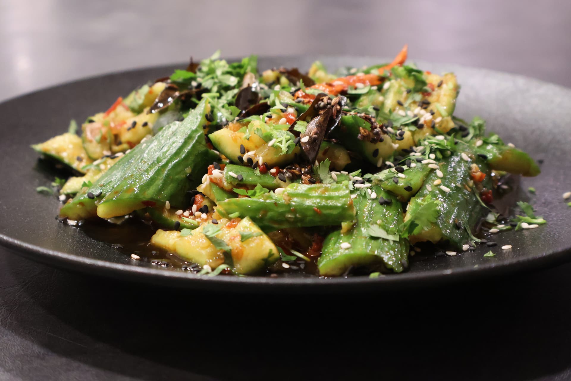 Indian Fusion Smashed Cucumber Salad